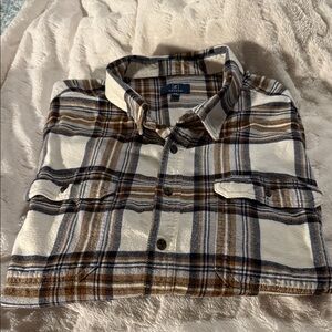 George Men’s Cream and Brown Plaid Shirt